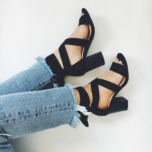 Kyleigh Black Vegan Suede Lace Up Wrap Heel - Picture 2 of 8